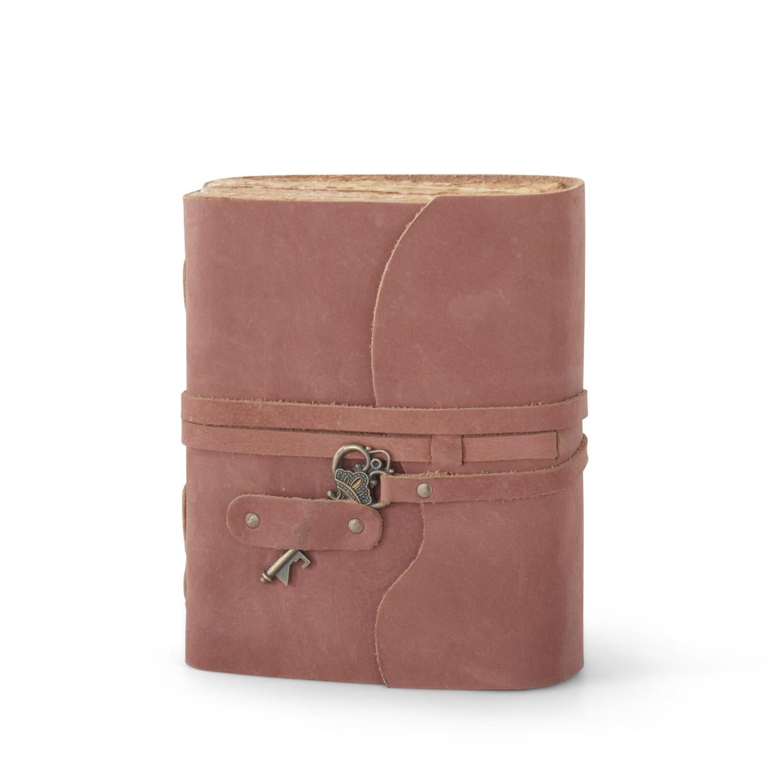 Large Hand-Crafted Leather Unlined Journal w/ Antique Key