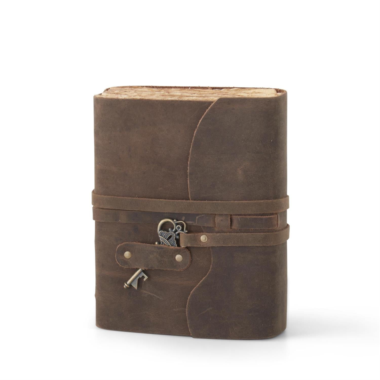 Large Hand-Crafted Leather Unlined Journal w/ Antique Key