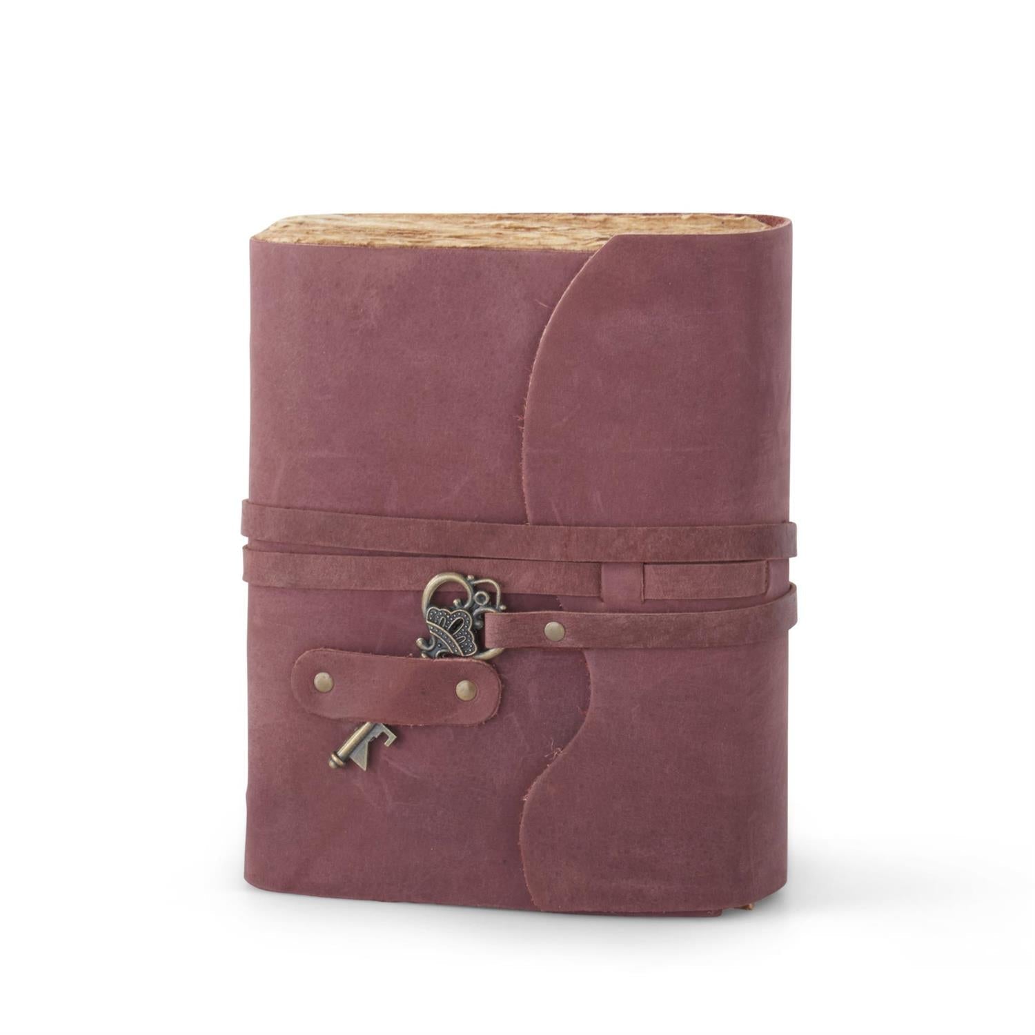 Large Hand-Crafted Leather Unlined Journal w/ Antique Key