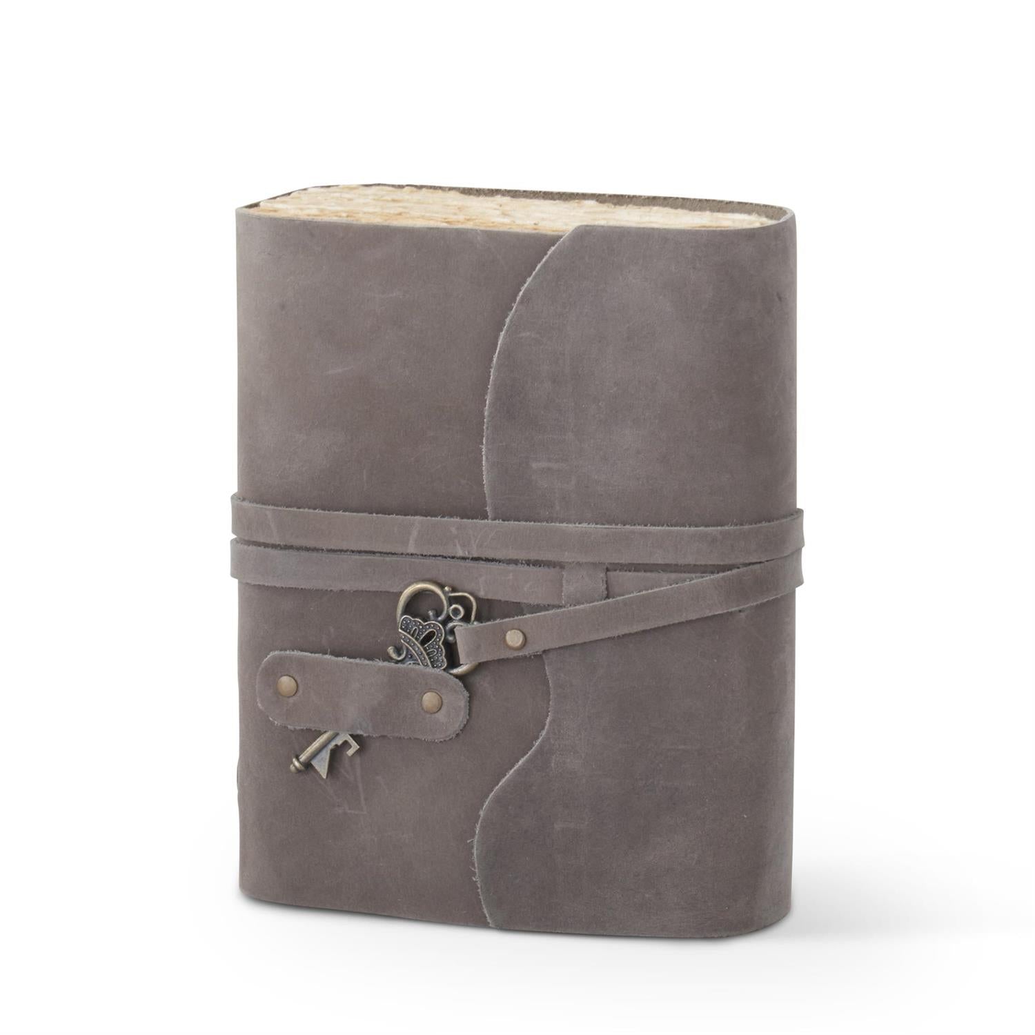 Large Hand-Crafted Leather Unlined Journal w/ Antique Key