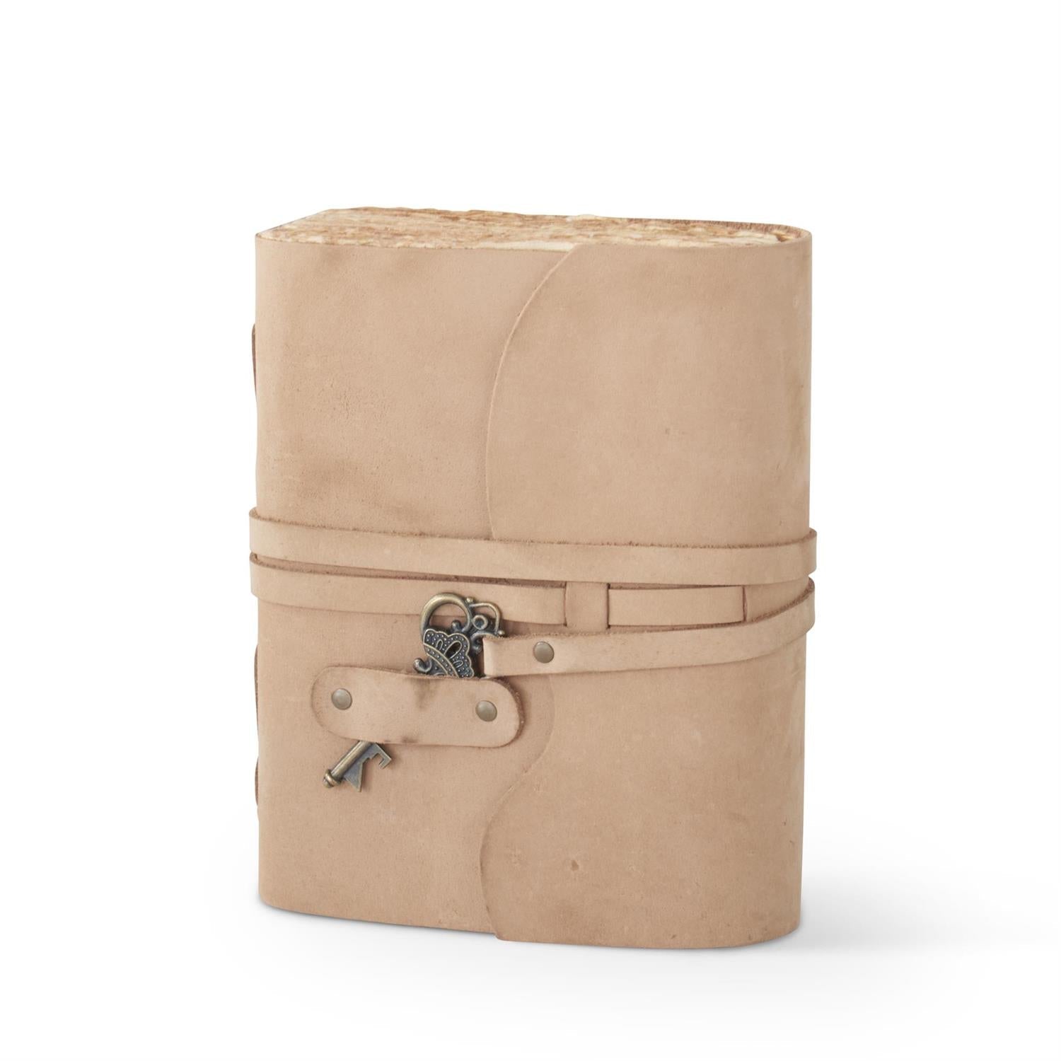 Large Hand-Crafted Leather Unlined Journal w/ Antique Key