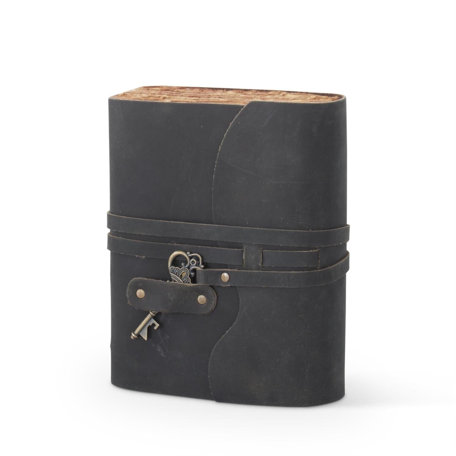 Large Hand-Crafted Leather Unlined Journal w/ Antique Key