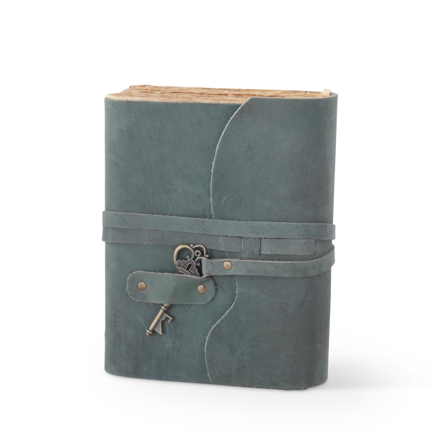 Large Hand-Crafted Leather Unlined Journal w/ Antique Key