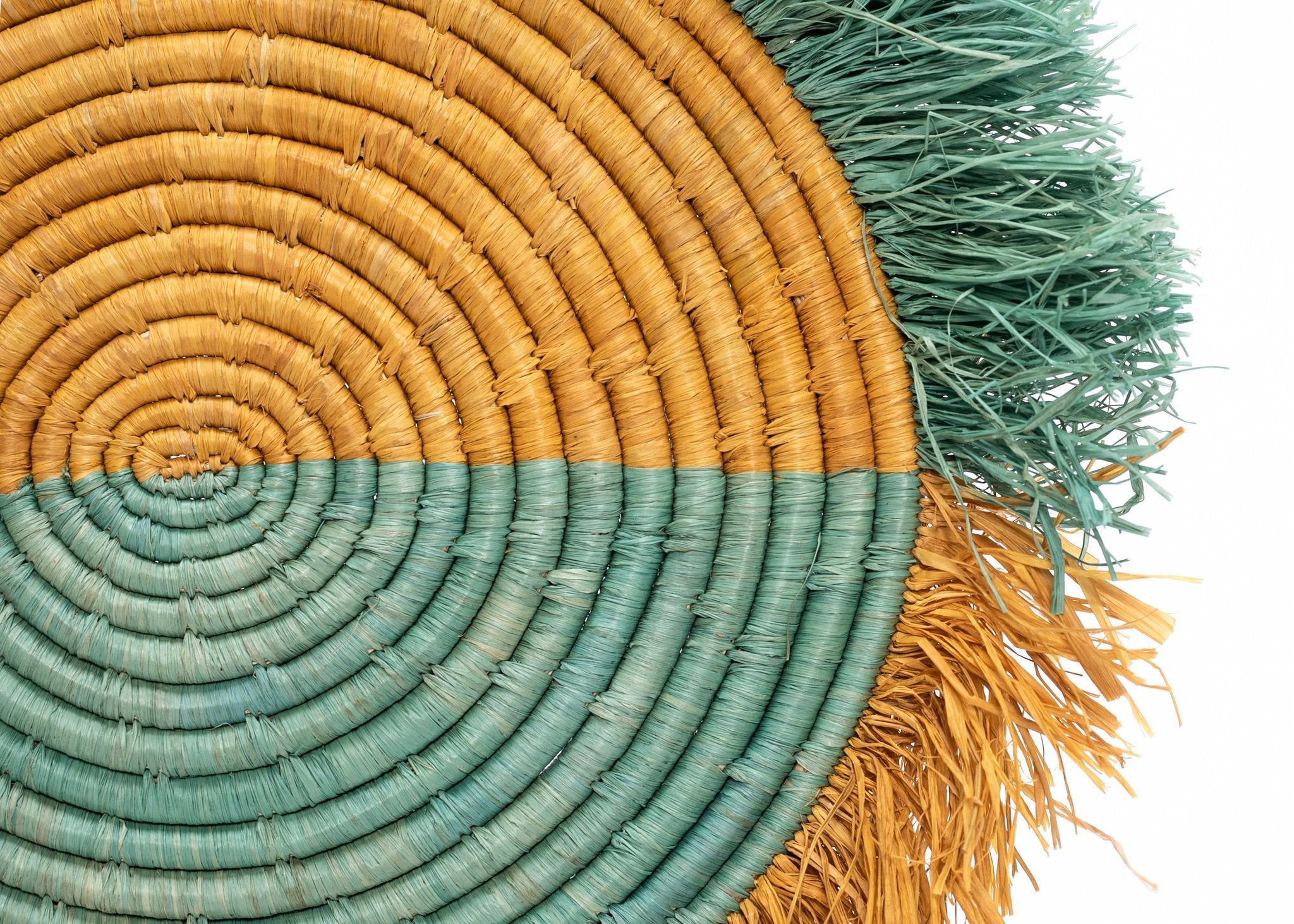Handwoven Ugandan Orange and Teal Fringed Charger