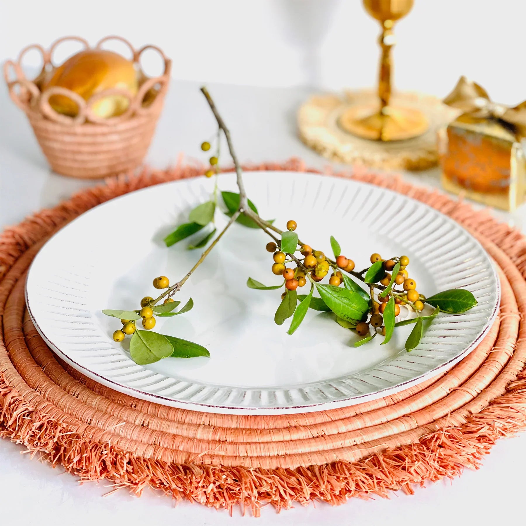 Fringed Peach Charger